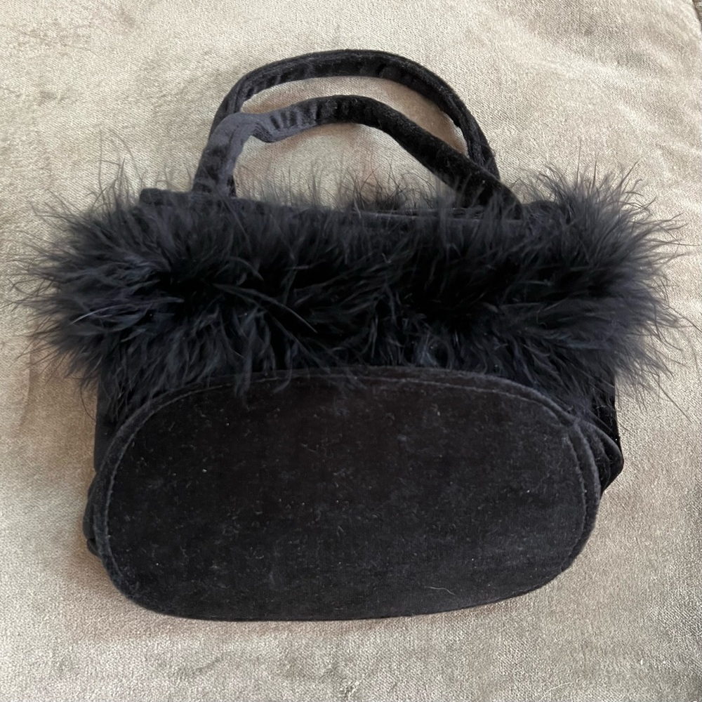 Velour & Faux Feather Fairy Cocktail Bag NWOT